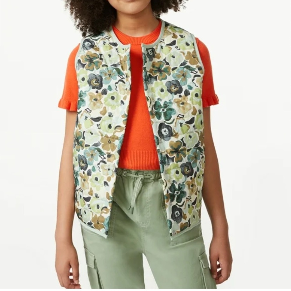 Free Assembly Girls Print Packable Vest, Sizes 4/5 XS